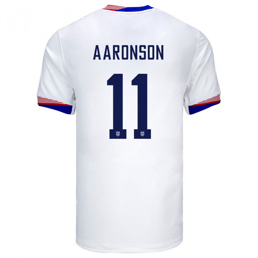 Kinder Vereinigte Staaten Brenden Aaronson #11 Weiß Heimtrikot Trikot 24-26 T-Shirt