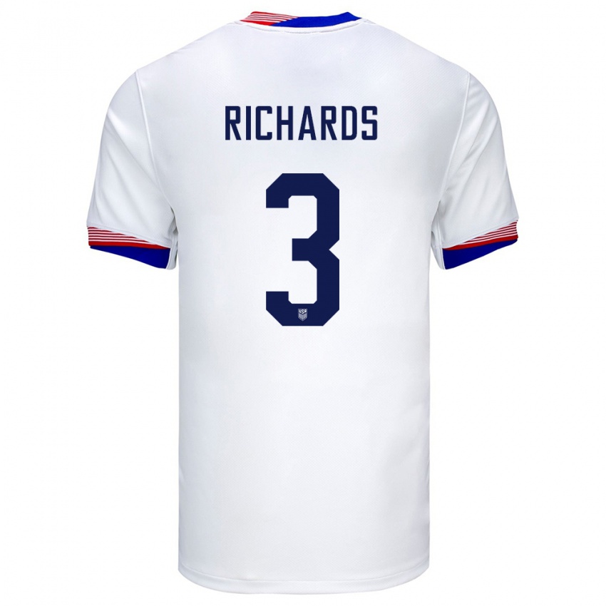 Kinder Vereinigte Staaten Chris Richards #3 Weiß Heimtrikot Trikot 24-26 T-Shirt