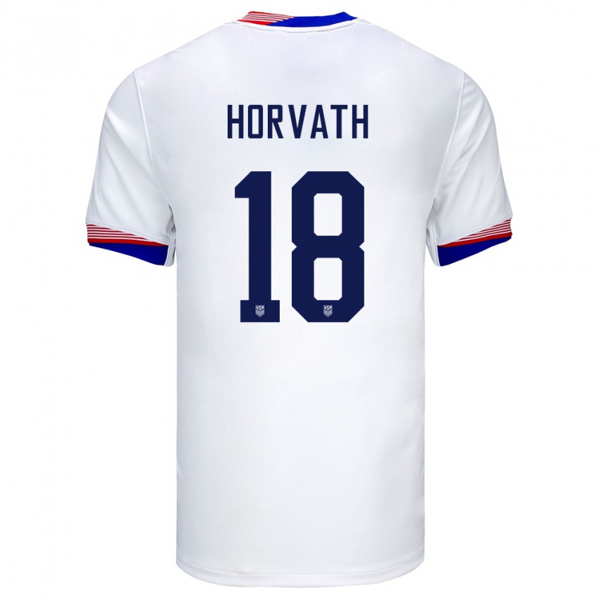 Kinder Vereinigte Staaten Ethan Horvath #18 Weiß Heimtrikot Trikot 24-26 T-Shirt