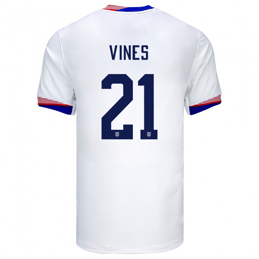 Kinder Vereinigte Staaten Sam Vines #21 Weiß Heimtrikot Trikot 24-26 T-Shirt