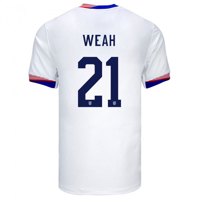 Kinder Vereinigte Staaten Timothy Weah #21 Weiß Heimtrikot Trikot 24-26 T-Shirt