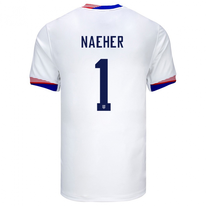 Kinder Vereinigte Staaten Alyssa Naeher #1 Weiß Heimtrikot Trikot 24-26 T-Shirt