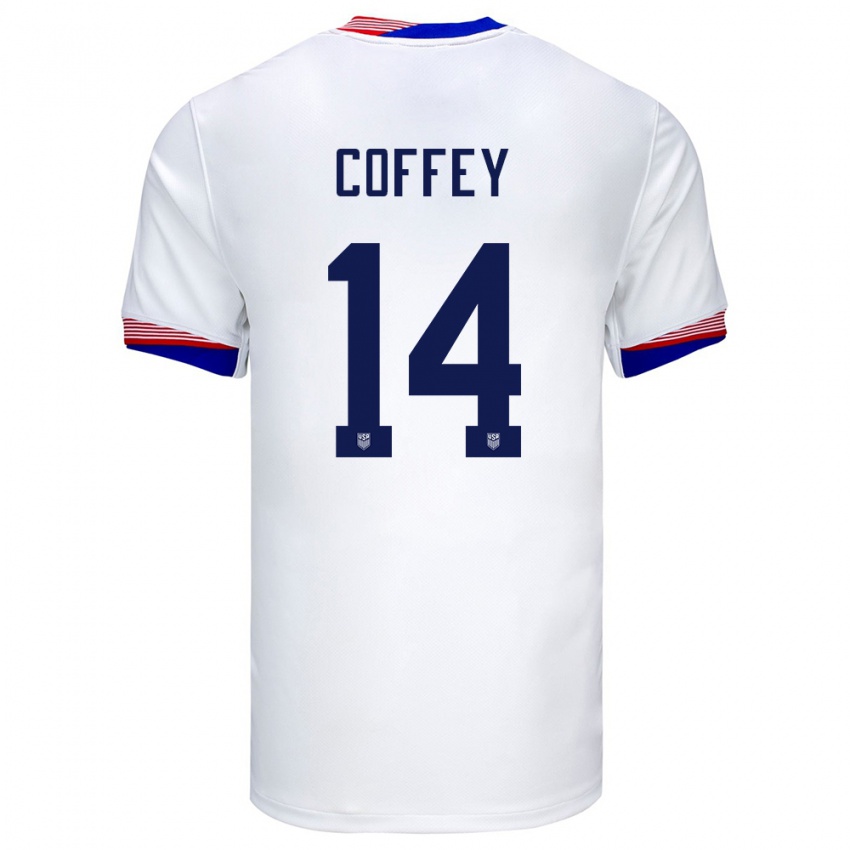 Kinder Vereinigte Staaten Sam Coffey #14 Weiß Heimtrikot Trikot 24-26 T-Shirt