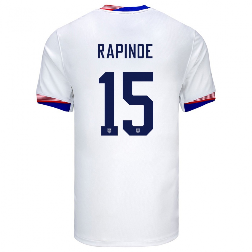 Kinder Vereinigte Staaten Megan Rapinoe #15 Weiß Heimtrikot Trikot 24-26 T-Shirt