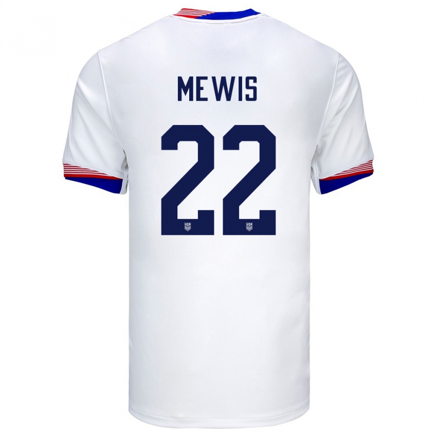 Kinder Vereinigte Staaten Kristie Mewis #22 Weiß Heimtrikot Trikot 24-26 T-Shirt