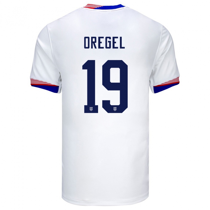 Kinder Vereinigte Staaten Sergio Oregel #19 Weiß Heimtrikot Trikot 24-26 T-Shirt