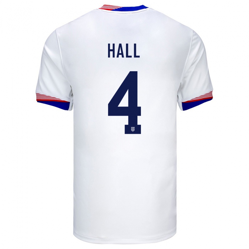 Kinder Vereinigte Staaten Tyler Hall #4 Weiß Heimtrikot Trikot 24-26 T-Shirt