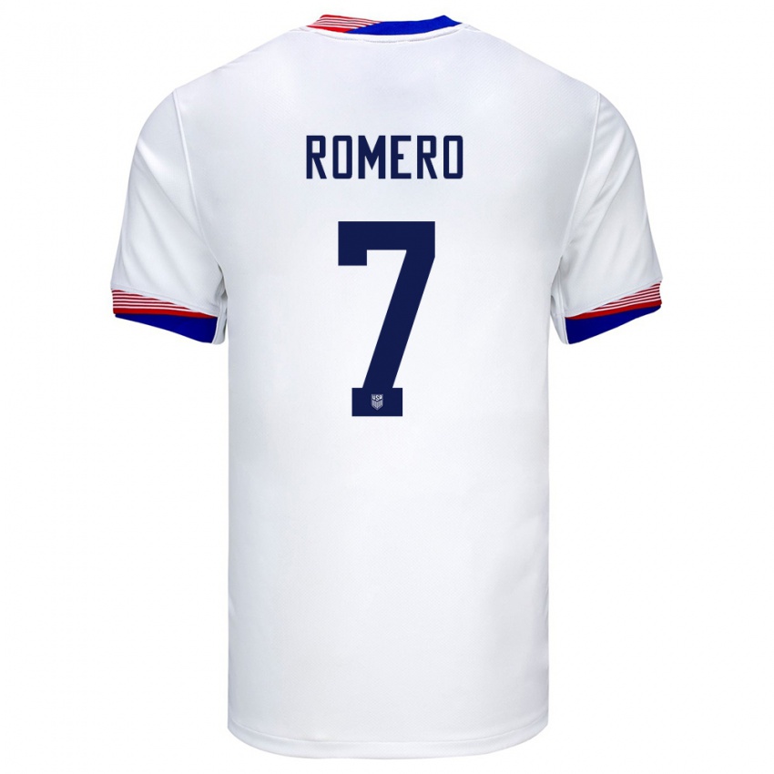 Kinder Vereinigte Staaten Brian Romero #7 Weiß Heimtrikot Trikot 24-26 T-Shirt