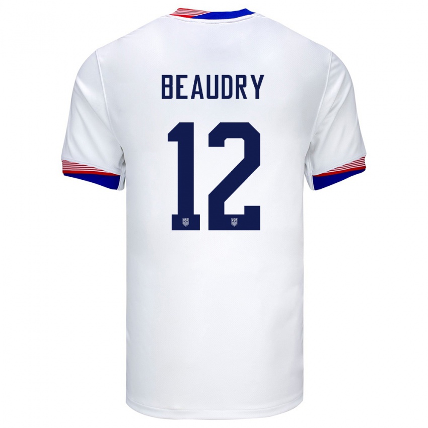 Kinder Vereinigte Staaten Adam Beaudry #12 Weiß Heimtrikot Trikot 24-26 T-Shirt