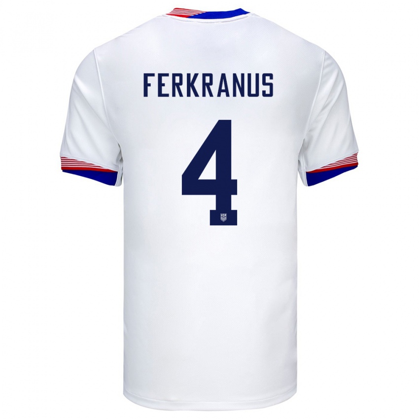 Kinder Vereinigte Staaten Marcus Ferkranus #4 Weiß Heimtrikot Trikot 24-26 T-Shirt