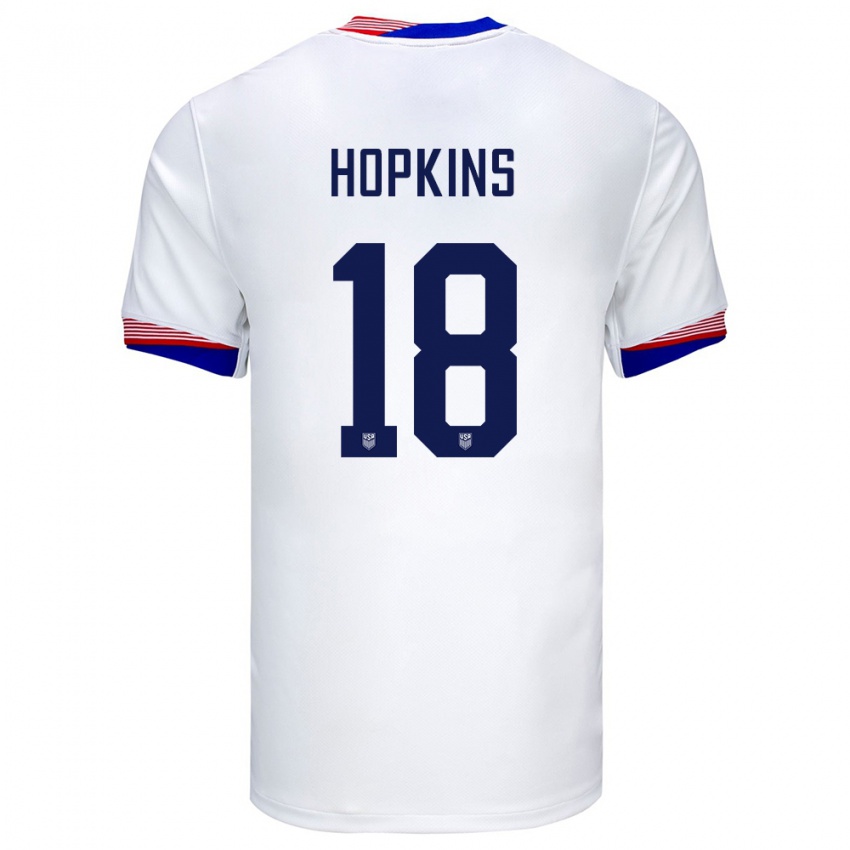 Kinder Vereinigte Staaten Jackson Hopkins #18 Weiß Heimtrikot Trikot 24-26 T-Shirt