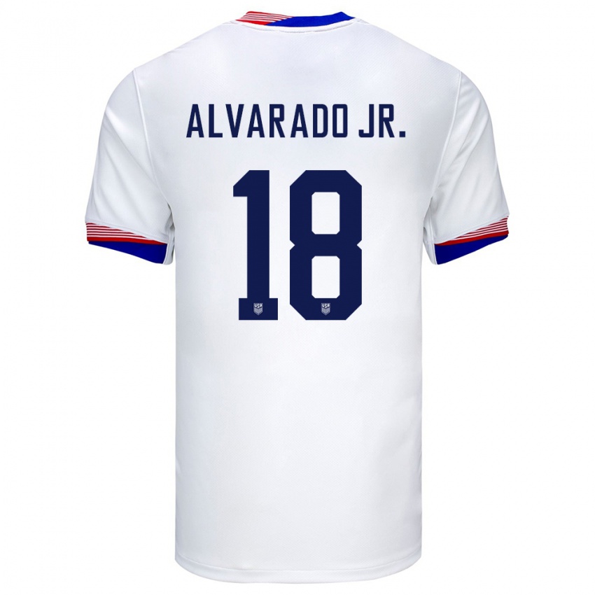 Kinder Vereinigte Staaten Alejandro Alvarado Jr #18 Weiß Heimtrikot Trikot 24-26 T-Shirt