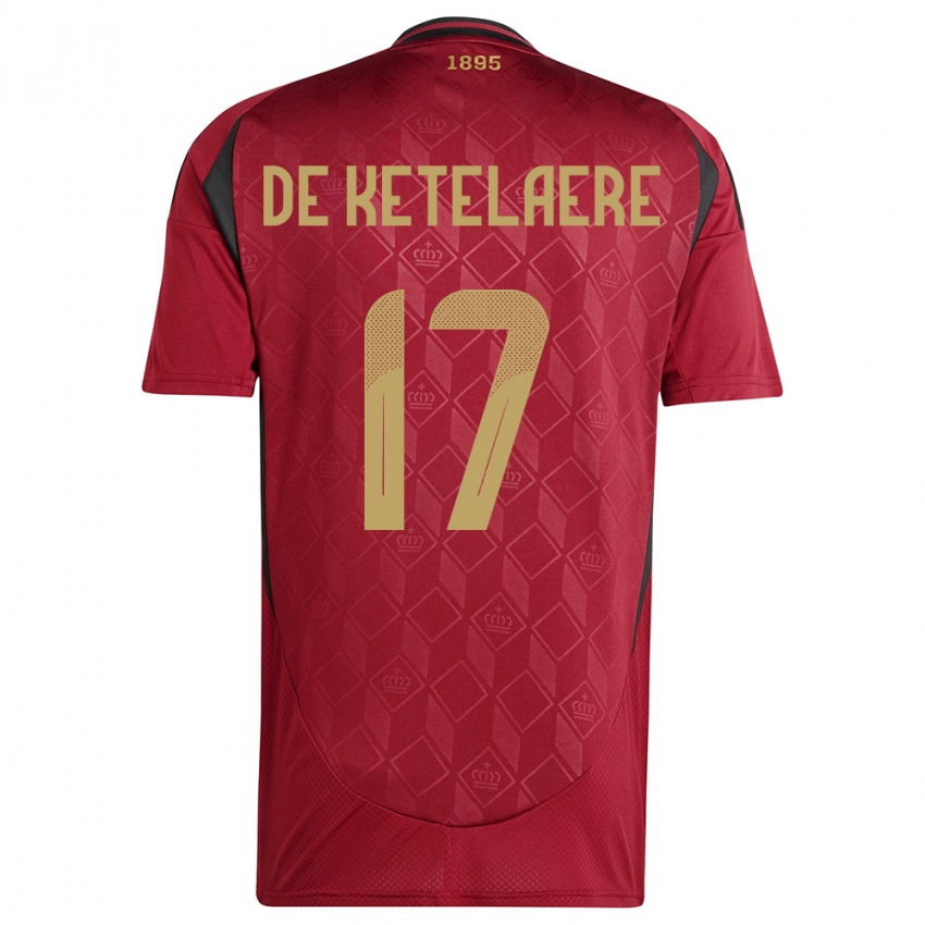 Kinder Belgien Charles De Ketelaere #17 Burgund Heimtrikot Trikot 24-26 T-Shirt