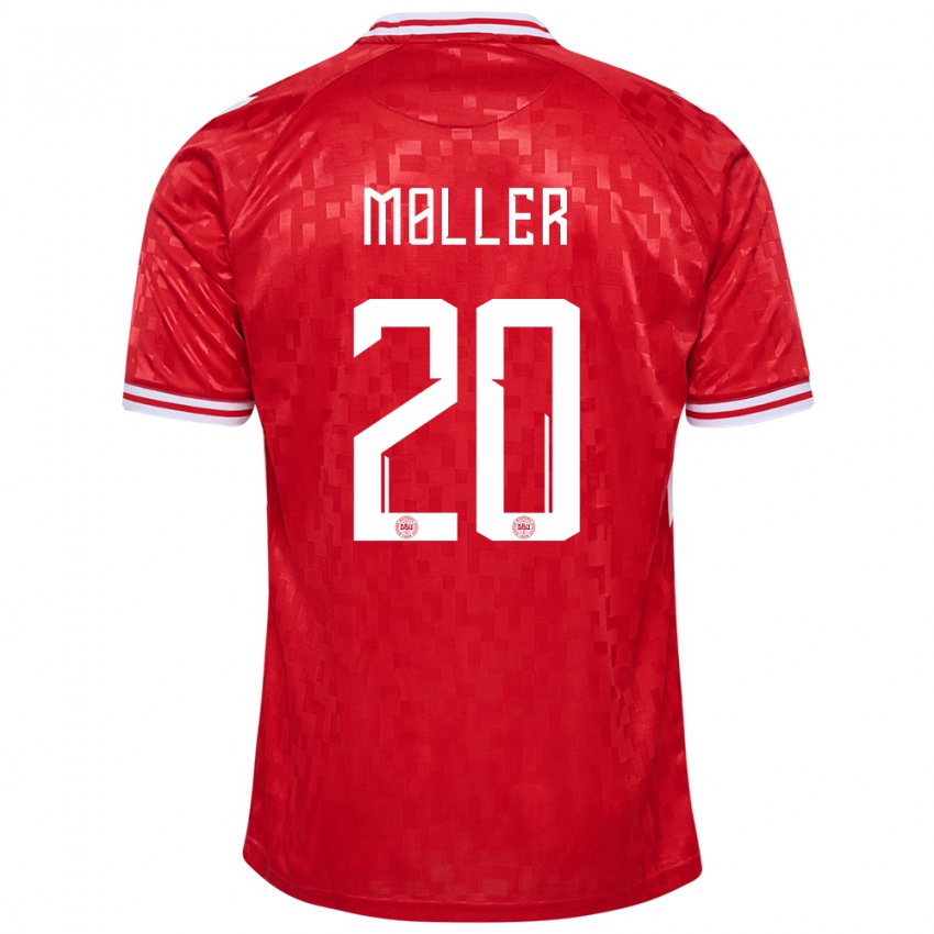 Kinder Dänemark Caroline Moller #20 Rot Heimtrikot Trikot 24-26 T-Shirt