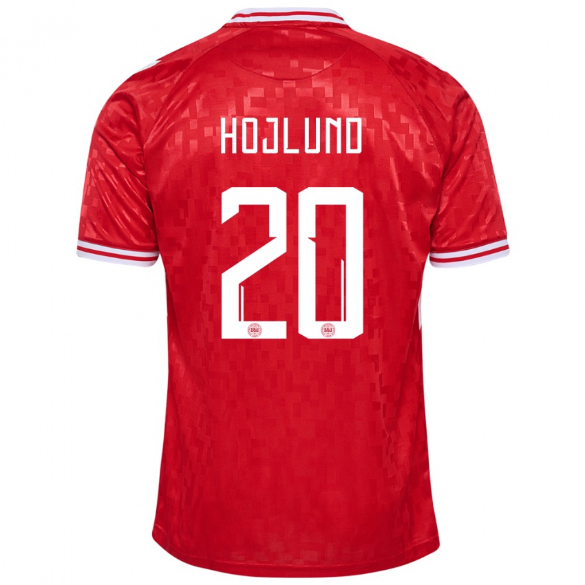 Kinder Dänemark Rasmus Hojlund #20 Rot Heimtrikot Trikot 24-26 T-Shirt