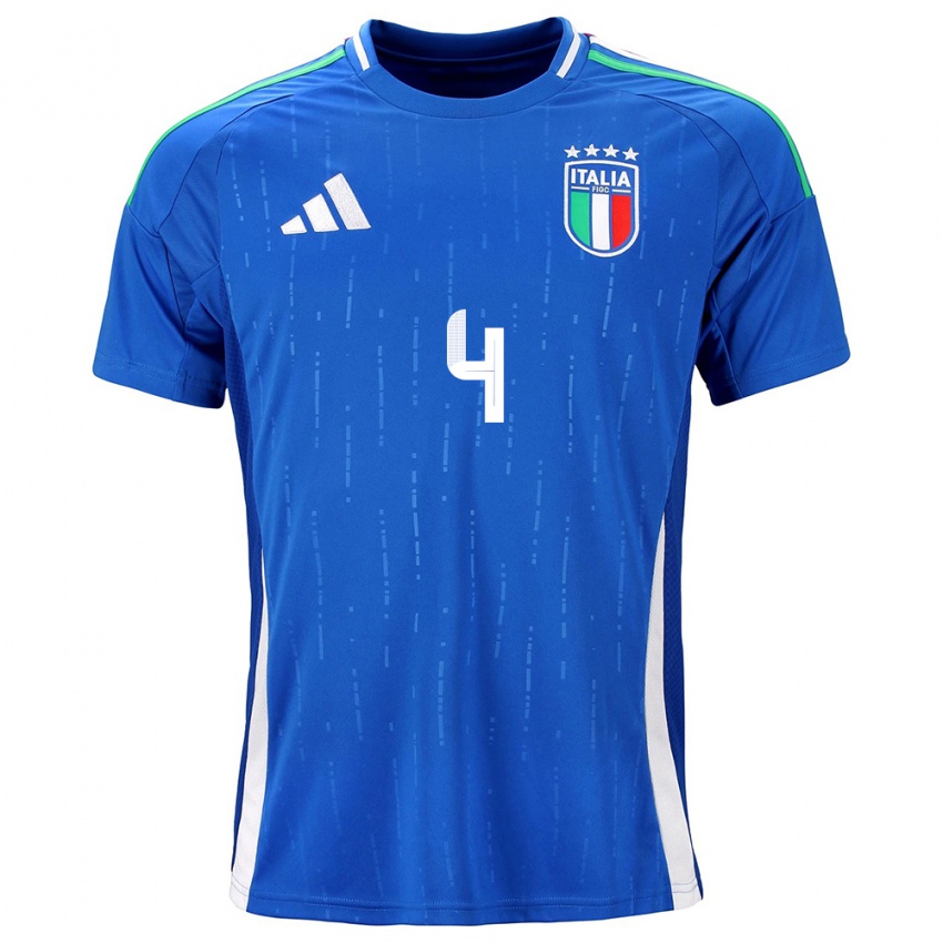 Kinder Italien Pietro La Torre #4 Blau Heimtrikot Trikot 24-26 T-Shirt