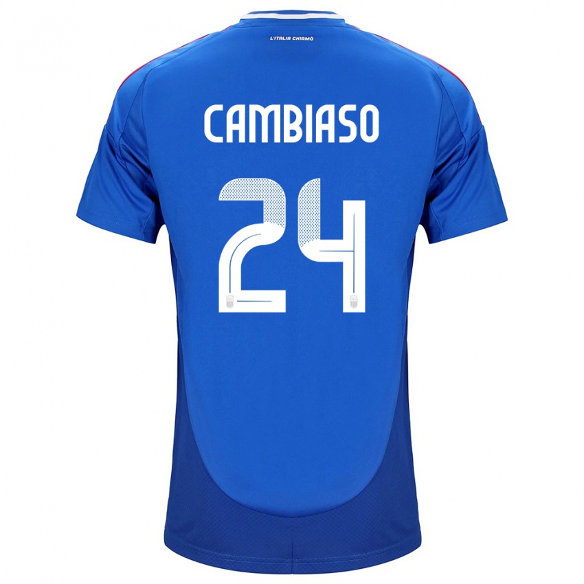 Kinder Italien Andrea Cambiaso #24 Blau Heimtrikot Trikot 24-26 T-Shirt