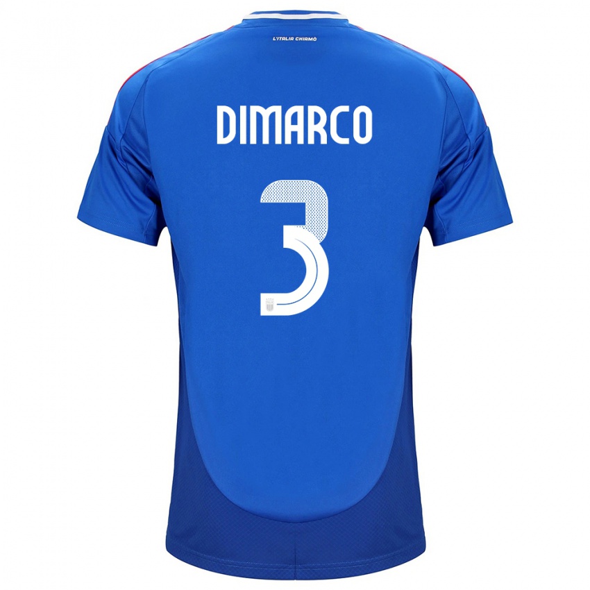 Kinder Italien Federico Dimarco #3 Blau Heimtrikot Trikot 24-26 T-Shirt