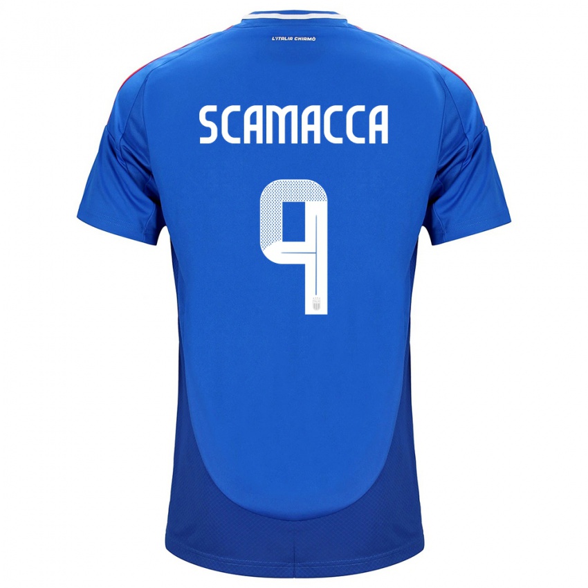 Kinder Italien Gianluca Scamacca #9 Blau Heimtrikot Trikot 24-26 T-Shirt