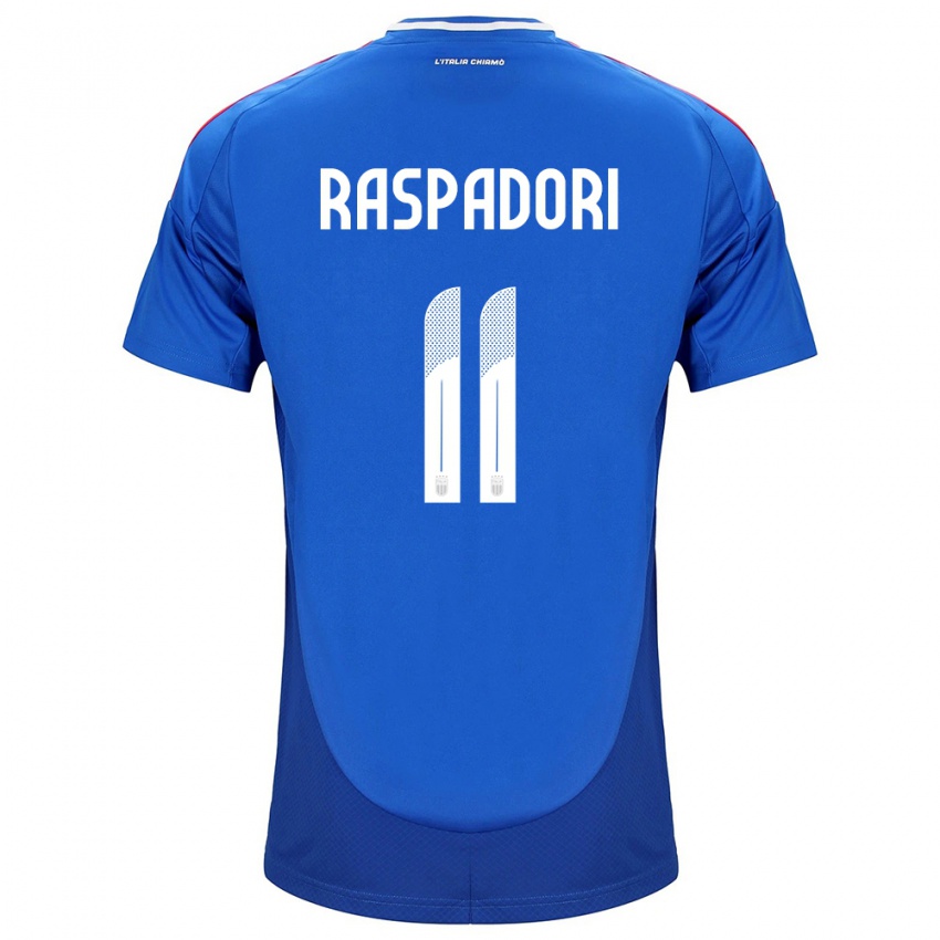 Kinder Italien Giacomo Raspadori #11 Blau Heimtrikot Trikot 24-26 T-Shirt