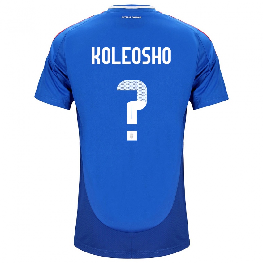 Kinder Italien Luca Koleosho #0 Blau Heimtrikot Trikot 24-26 T-Shirt