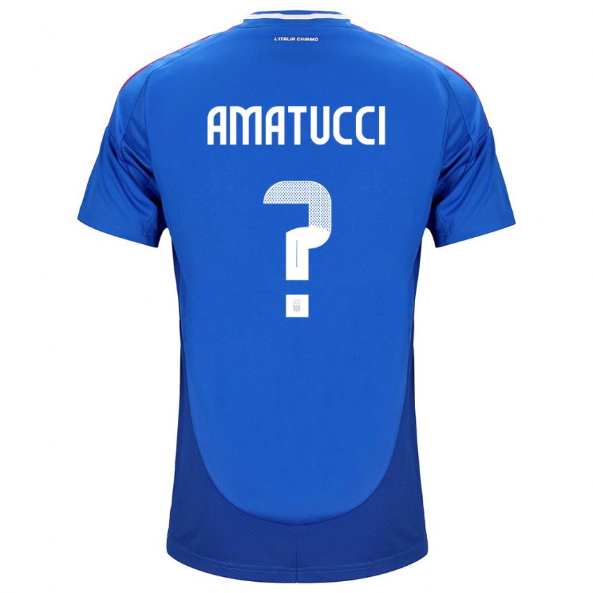 Kinder Italien Lorenzo Amatucci #0 Blau Heimtrikot Trikot 24-26 T-Shirt