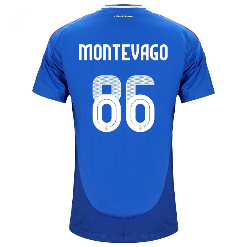 Kinder Italien Daniele Montevago #86 Blau Heimtrikot Trikot 24-26 T-Shirt