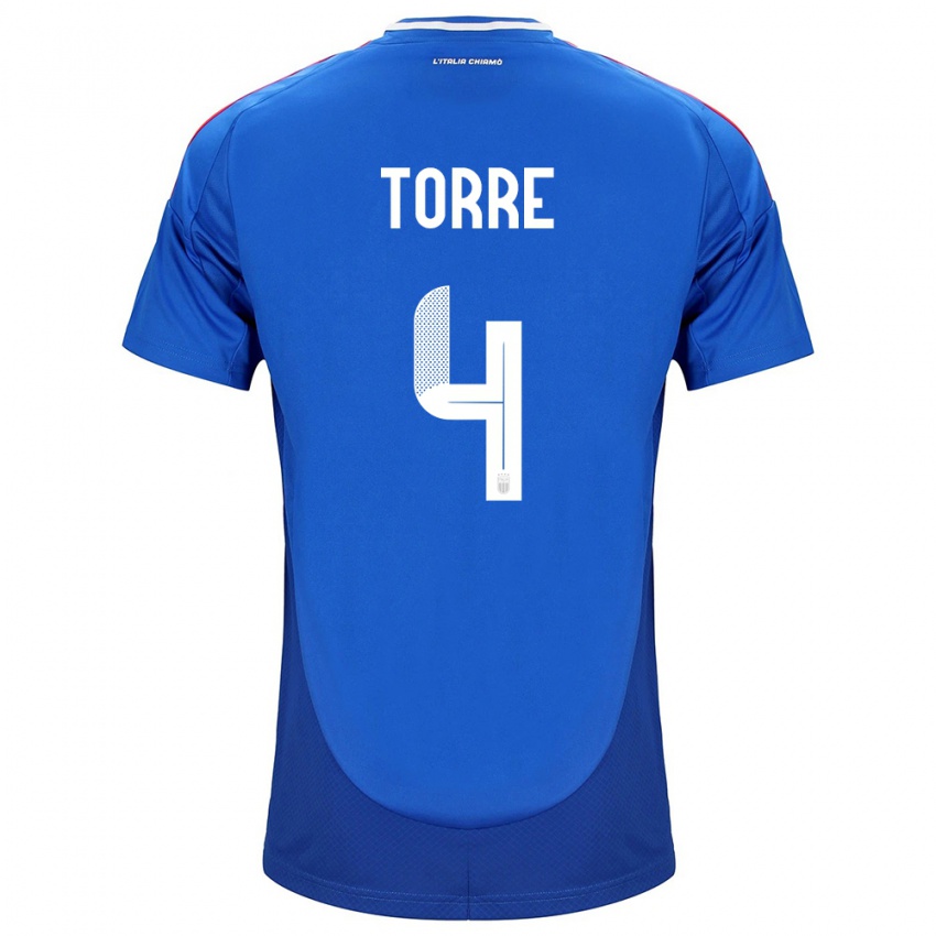 Kinder Italien Pietro La Torre #4 Blau Heimtrikot Trikot 24-26 T-Shirt