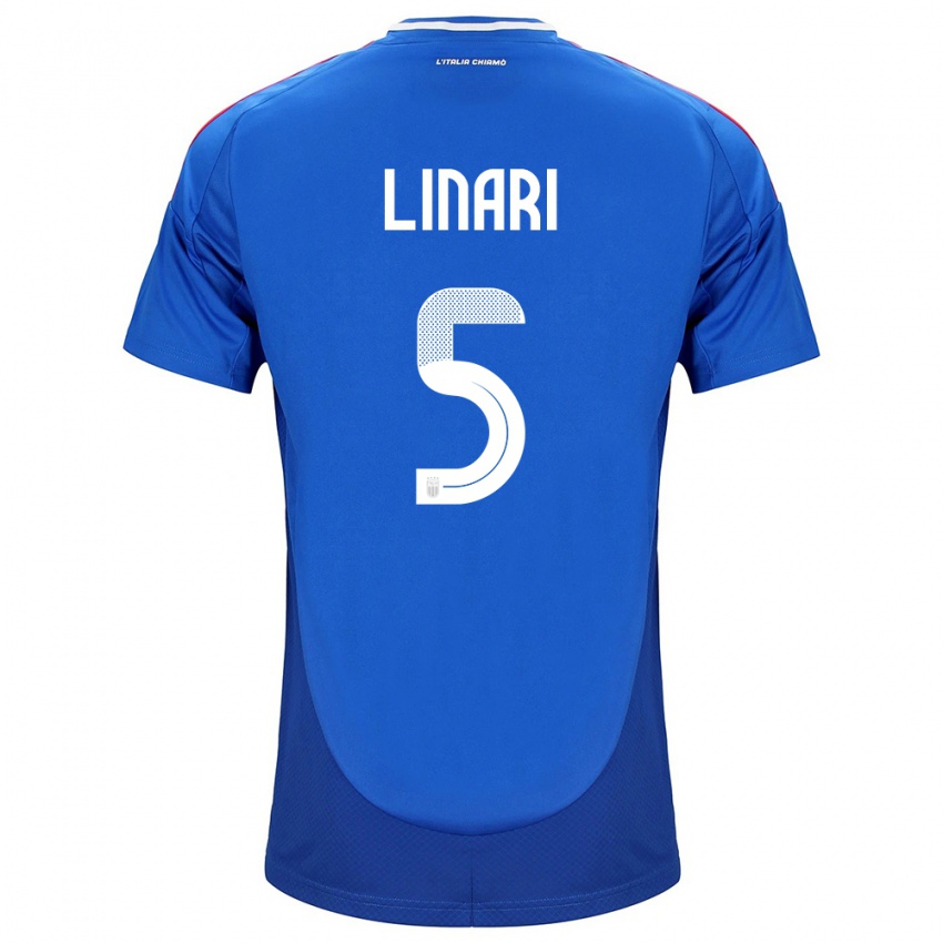 Kinder Italien Elena Linari #5 Blau Heimtrikot Trikot 24-26 T-Shirt