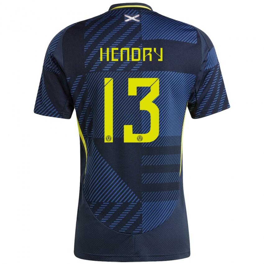 Kinder Schottland Jack Hendry #13 Dunkelblau Heimtrikot Trikot 24-26 T-Shirt