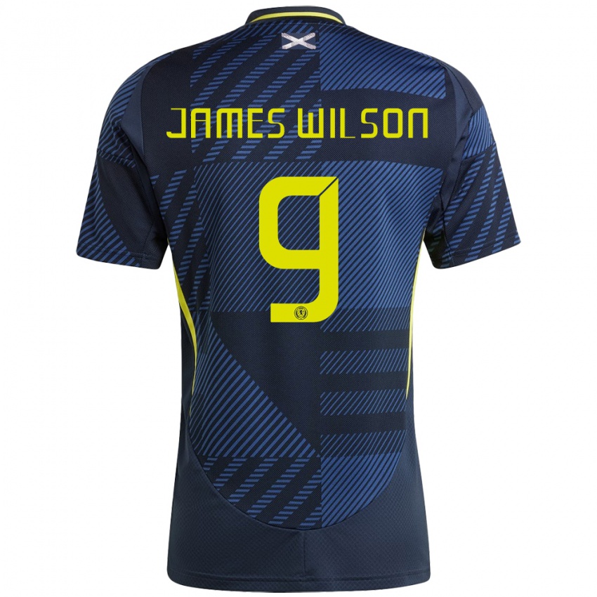 Kinder Schottland James Wilson #9 Dunkelblau Heimtrikot Trikot 24-26 T-Shirt