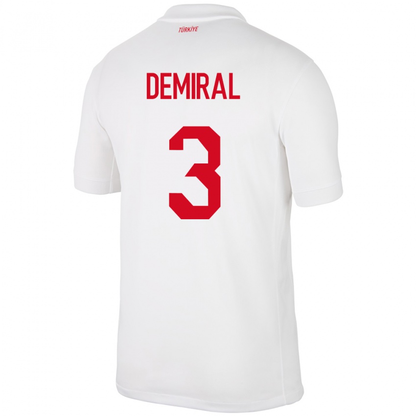 Kinder Türkei Merih Demiral #3 Weiß Heimtrikot Trikot 24-26 T-Shirt