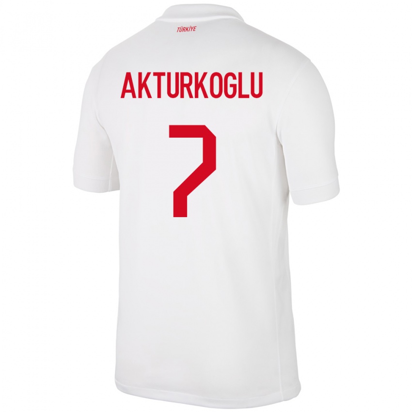 Kinder Türkei Kerem Aktürkoğlu #7 Weiß Heimtrikot Trikot 24-26 T-Shirt