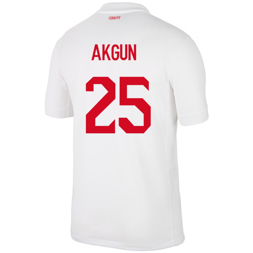 Kinder Türkei Yunus Akgün #25 Weiß Heimtrikot Trikot 24-26 T-Shirt