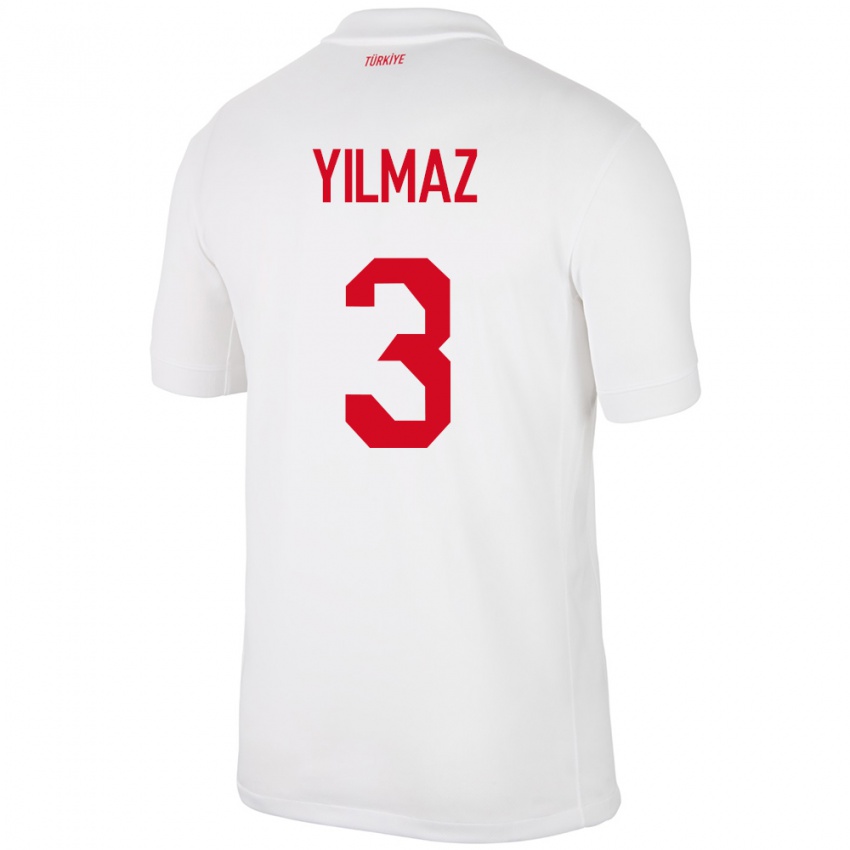 Kinder Türkei Berkay Yılmaz #3 Weiß Heimtrikot Trikot 24-26 T-Shirt