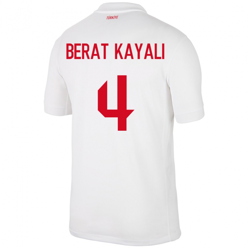 Kinder Türkei Hasan Berat Kayalı #4 Weiß Heimtrikot Trikot 24-26 T-Shirt