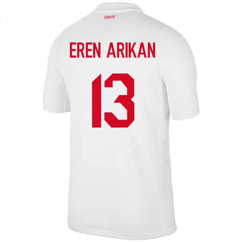 Kinder Türkei Muhammed Eren Arıkan #13 Weiß Heimtrikot Trikot 24-26 T-Shirt