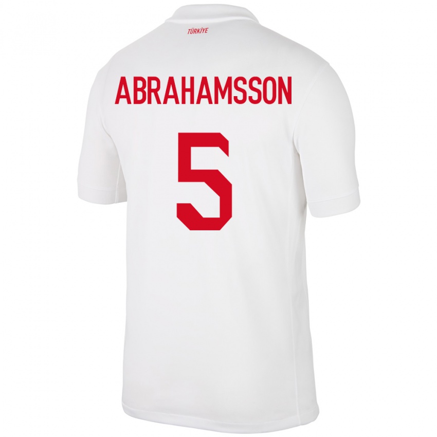 Kinder Türkei Sejde Aylin Abrahamsson #5 Weiß Heimtrikot Trikot 24-26 T-Shirt