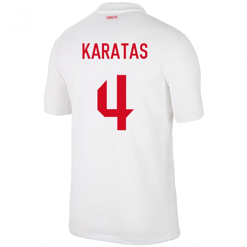 Kinder Türkei Eda Karataş #4 Weiß Heimtrikot Trikot 24-26 T-Shirt