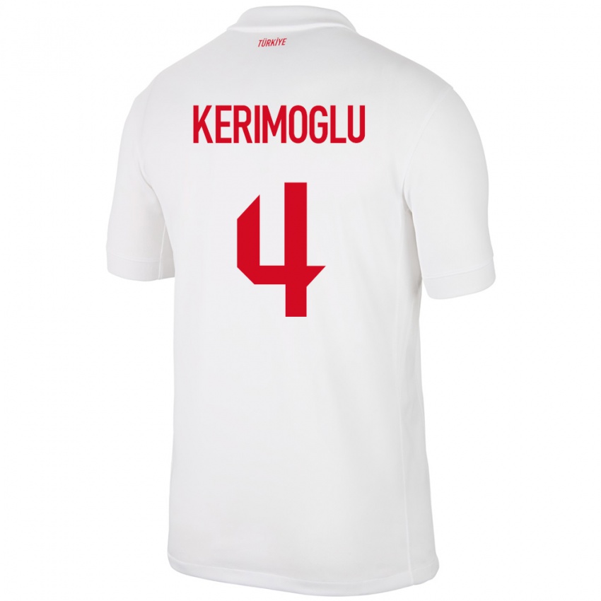 Kinder Türkei Zeynap Kerimoğlu #4 Weiß Heimtrikot Trikot 24-26 T-Shirt