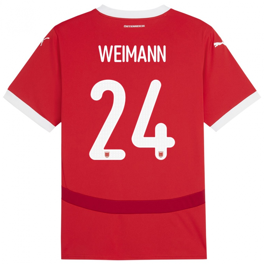 Kinder Österreich Andreas Weimann #24 Rot Heimtrikot Trikot 24-26 T-Shirt