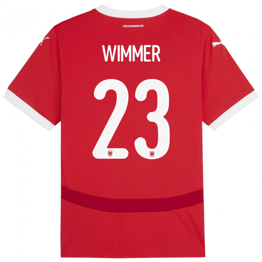 Kinder Österreich Patrick Wimmer #23 Rot Heimtrikot Trikot 24-26 T-Shirt