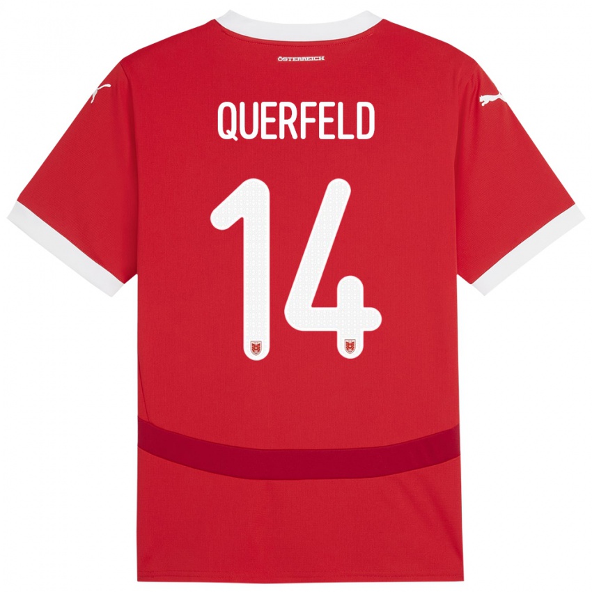 Kinder Österreich Leopold Querfeld #14 Rot Heimtrikot Trikot 24-26 T-Shirt