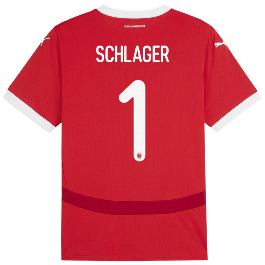 Kinder Österreich Alexander Schlager #1 Rot Heimtrikot Trikot 24-26 T-Shirt