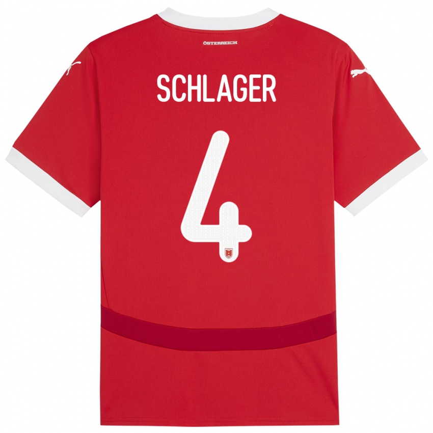 Kinder Österreich Xaver Schlager #4 Rot Heimtrikot Trikot 24-26 T-Shirt