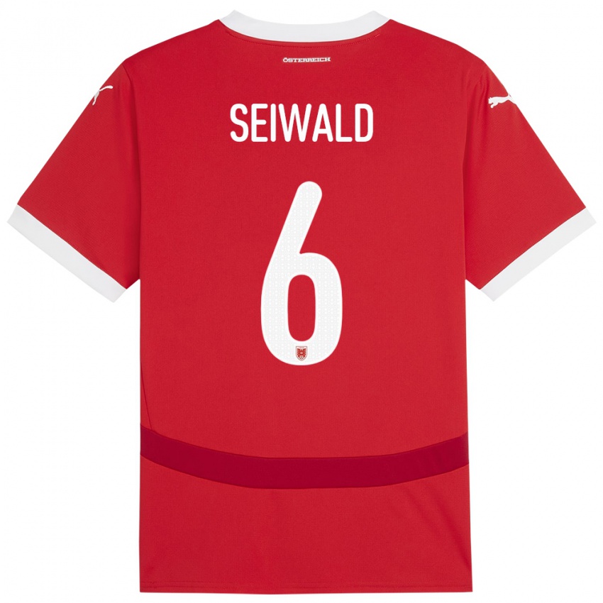 Kinder Österreich Nicolas Seiwald #6 Rot Heimtrikot Trikot 24-26 T-Shirt