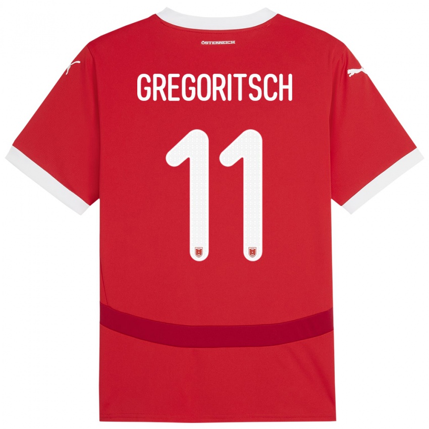 Kinder Österreich Michael Gregoritsch #11 Rot Heimtrikot Trikot 24-26 T-Shirt