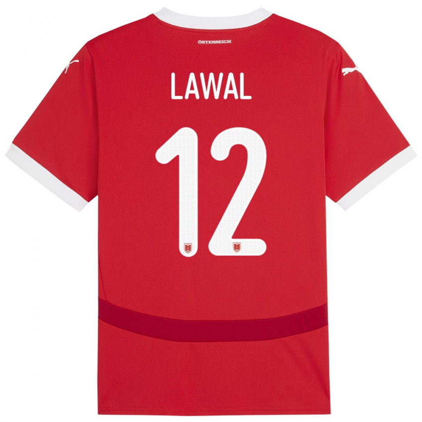 Kinder Österreich Tobias Lawal #12 Rot Heimtrikot Trikot 24-26 T-Shirt