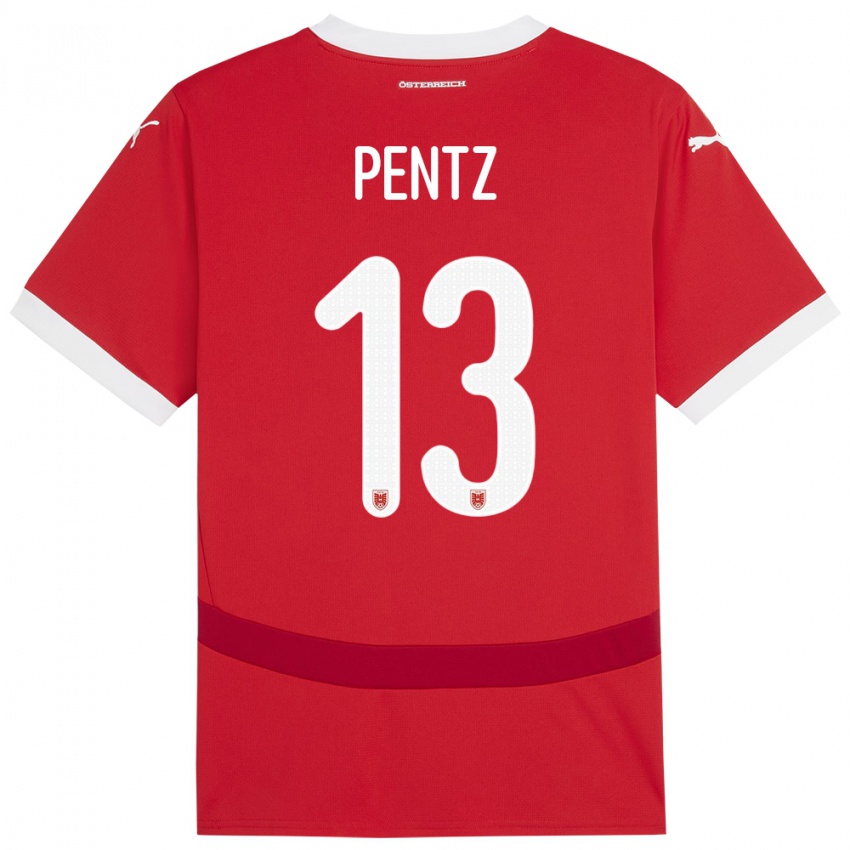 Kinder Österreich Patrick Pentz #13 Rot Heimtrikot Trikot 24-26 T-Shirt
