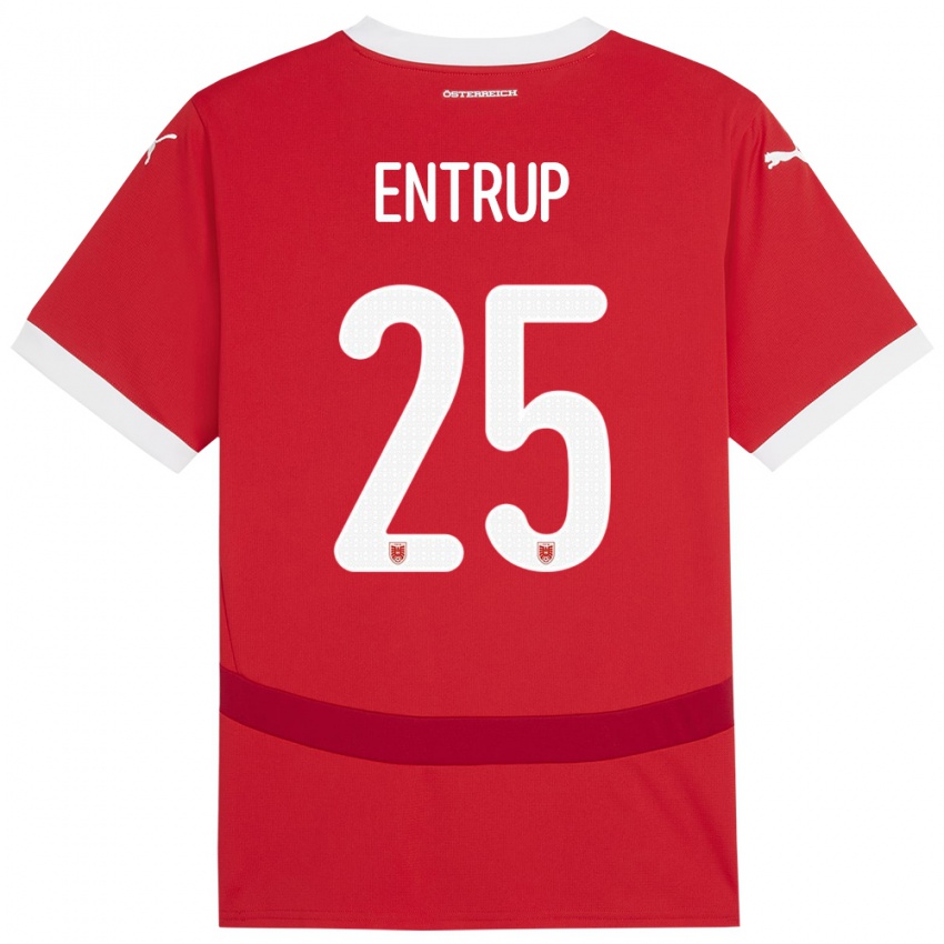 Kinder Österreich Maximilian Entrup #25 Rot Heimtrikot Trikot 24-26 T-Shirt